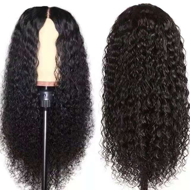 Front Lace Long Curly Synthetic Wig - Natural Black - 图片 4