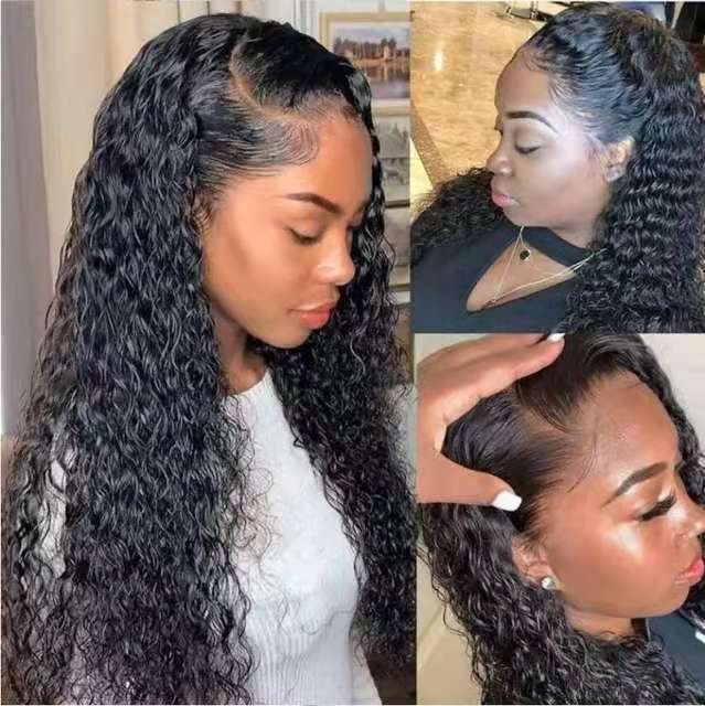 Front Lace Long Curly Synthetic Wig - Natural Black