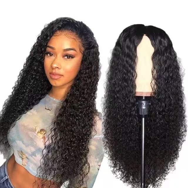Front Lace Long Curly Synthetic Wig - Natural Black - 图片 8