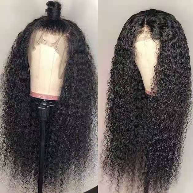 Front Lace Long Curly Synthetic Wig - Natural Black - 图片 7