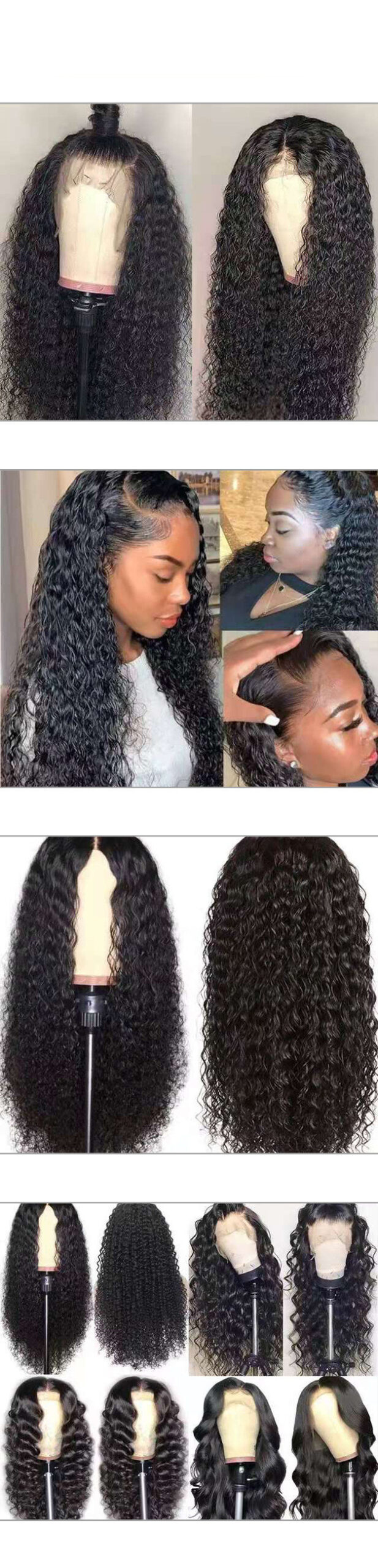 Front Lace Long Curly Synthetic Wig - Natural Black - 图片 5