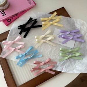 Sweet bow ribbon hair clip set